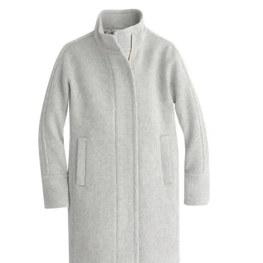 J. Crew Light Gray Wool-Blend Stand Collar Trench Coat - Picture 2 of 6